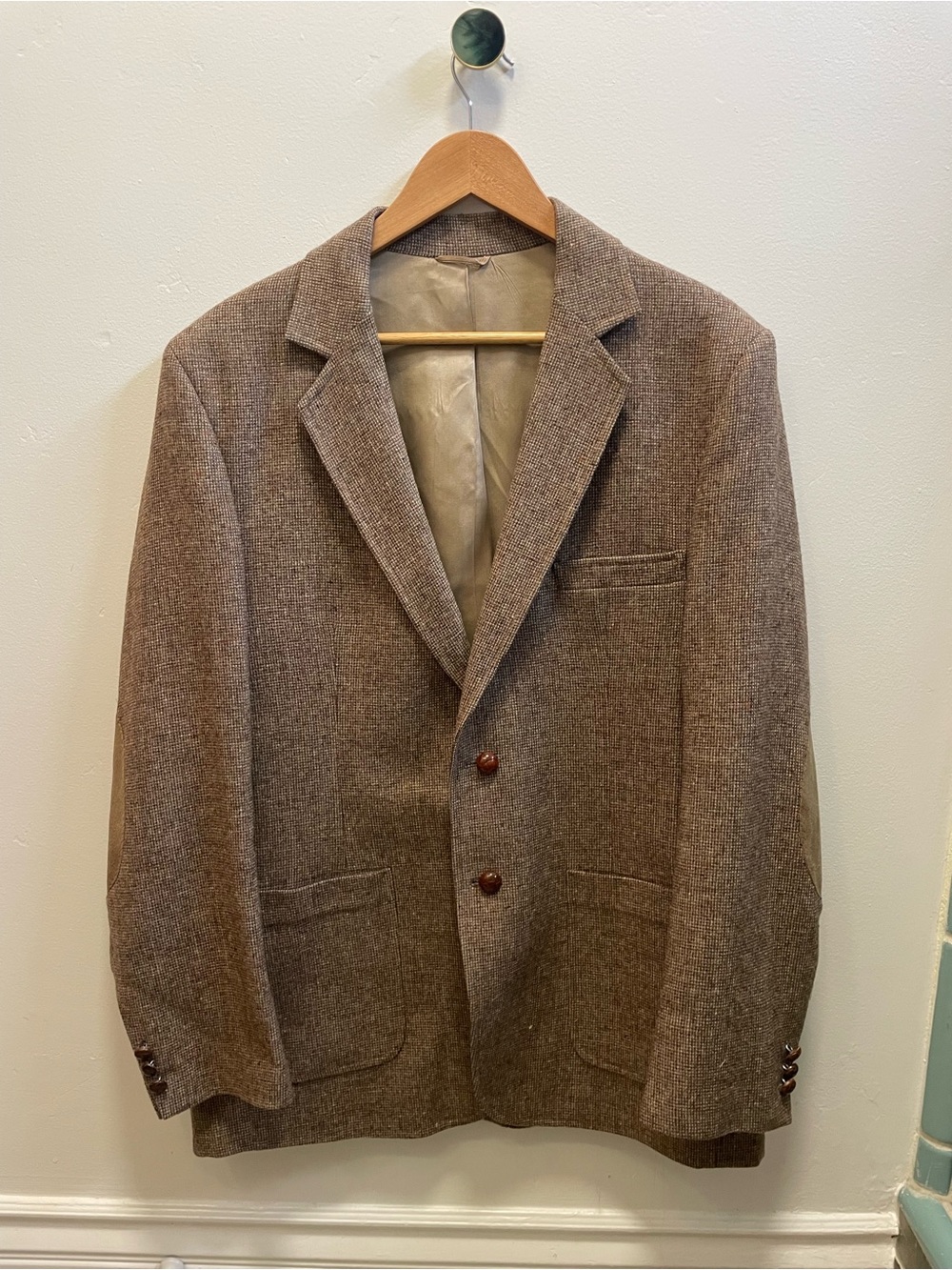 Vintage Brown Men's Wool Blend Tweed Blazer - Classic Tailored Jacket